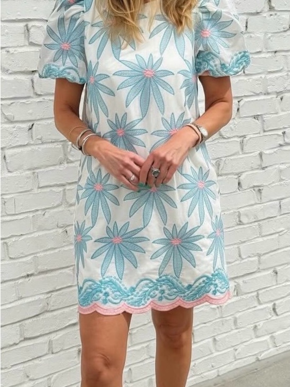 NWT Entro Coastal Bloom Embroidered Dress size Medium
